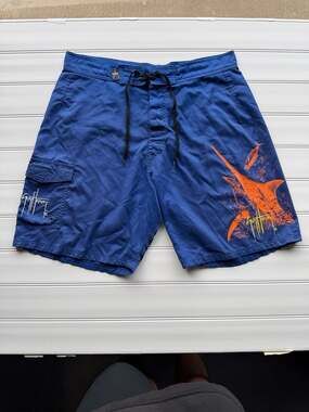 Guy Harvey by AFTCO Bluewater Marlin Graphic Board Shorts Size 36